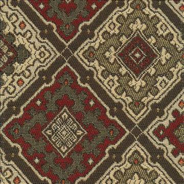 La Fonda Diamond Autumn by Kasmir Fabric 1389 73% Rayon 27% Polyester CHINA 12,000 Wyzenbeek Double Rubs H: 7 2/8 inches, V: 4 inches 54 - 56 - Fabric Carolina - Kasmir