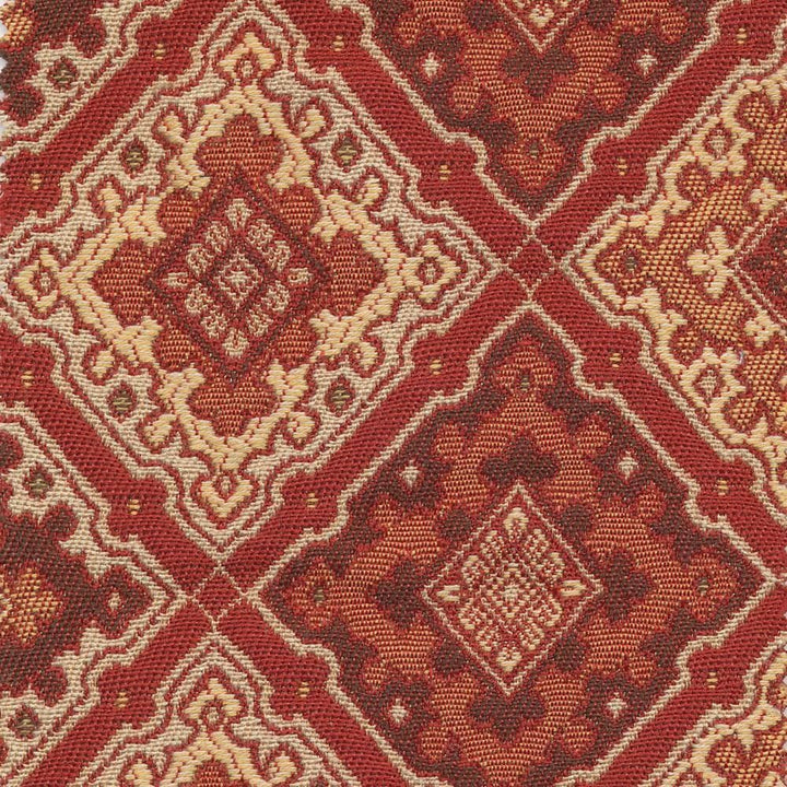 La Fonda Diamond Spice by Kasmir Fabric 1389 73% Rayon 27% Polyester CHINA 12,000 Wyzenbeek Double Rubs Horizontal: 7 2/8 inches and Vertical: 4 inches 54 - 56 - Fabric Carolina -