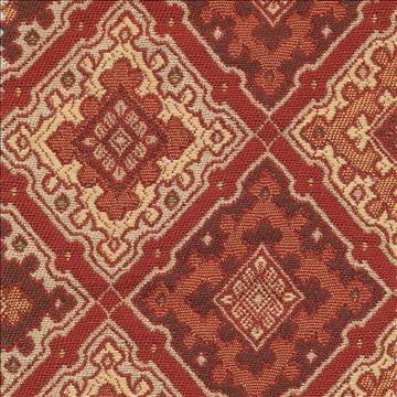 La Fonda Diamond Spice by Kasmir Fabric 1389 73% Rayon 27% Polyester CHINA 12,000 Wyzenbeek Double Rubs H: 7 2/8 inches, V: 4 inches 54 - 56 - Fabric Carolina - Kasmir