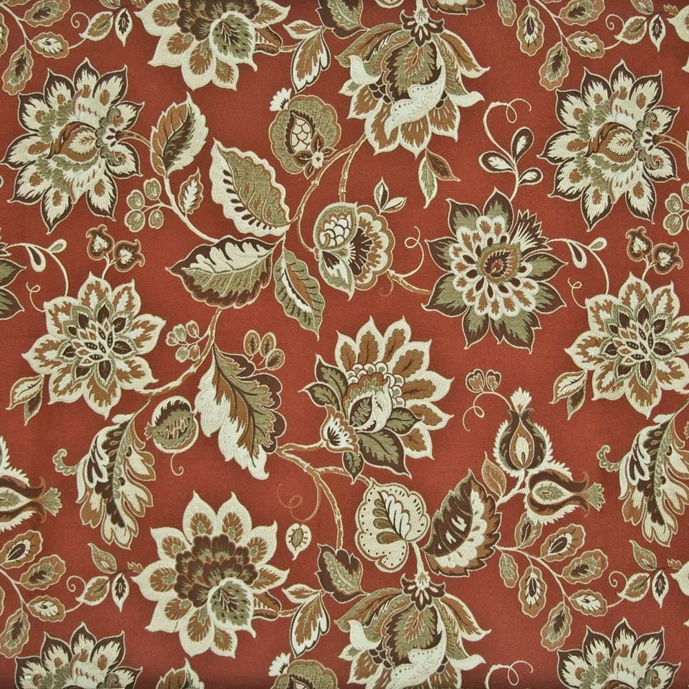 La Fonda Garden Spice by Kasmir Fabric 1389 73% Rayon
27% Polyester
 CHINA 12,000 Wyzenbeek Double Rubs </p><p>Repeat: Horizontal: 29 inches and Vertical: 31 inches 54 - Fabric Carolina -