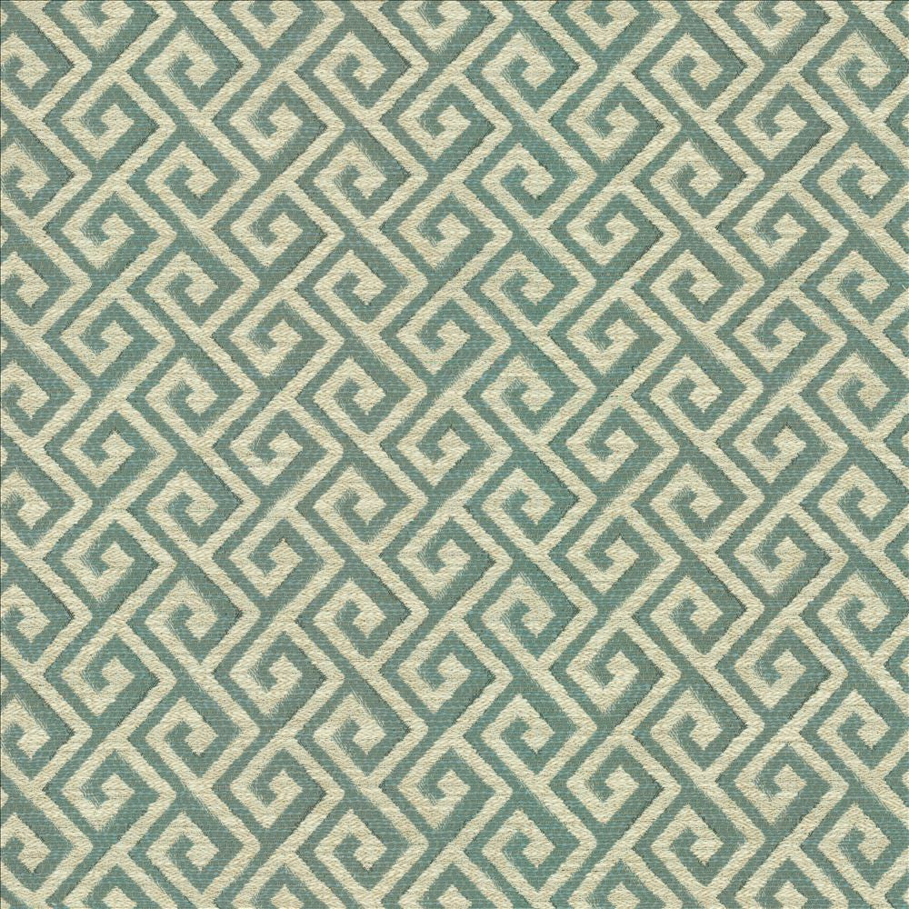 Laconia Aqua  by Kasmir Fabric See sample 100% Polyester
 CHINA 21,000 Wyzenbeek Double Rubs </p><p>Repeat: Horizontal: 3 inches and Vertical: 2 inches 54  - Fabric Carolina -