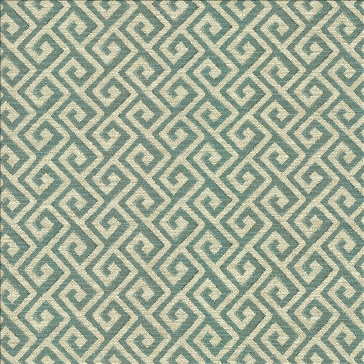 Laconia Aqua  by Kasmir Fabric See sample 100% Polyester
 CHINA 21,000 Wyzenbeek Double Rubs </p><p>Repeat: Horizontal: 3 inches and Vertical: 2 inches 54  - Fabric Carolina -