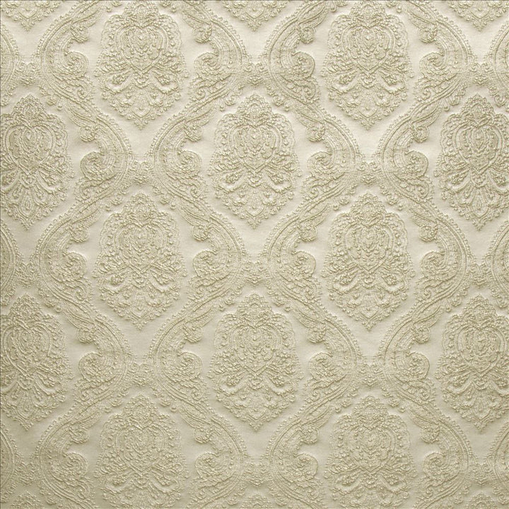 Lady In Waiting Silver by Kasmir Fabric 5147 100% Polyester INDIA 30,000 Wyzenbeek Double Rubs Horizontal: 6 6/8 inches and Vertical: 6 inches 54 - Fabric Carolina -