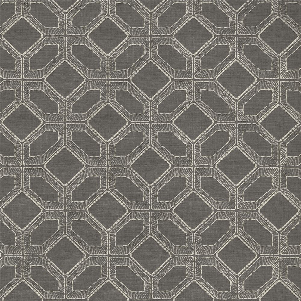 Latticework Pewter by Kasmir Fabric 1450 47% Cotton
39% Polyester
14% Rayon
 INDIA </p><p>Repeat: Horizontal: 6 4/8 inches and Vertical: 6 inches 56 - Fabric Carolina -