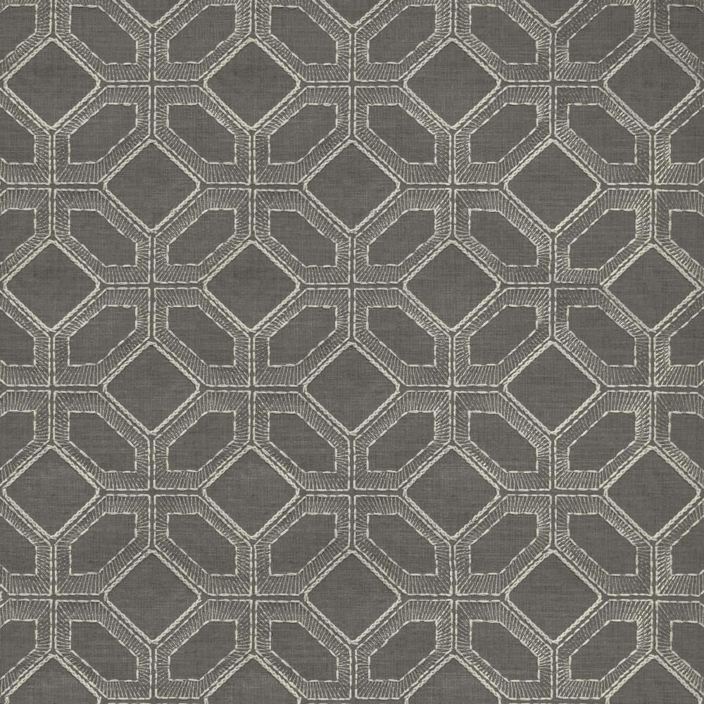 Latticework Pewter by Kasmir Fabric 1450 47% Cotton
39% Polyester
14% Rayon
 INDIA </p><p>Repeat: Horizontal: 6 4/8 inches and Vertical: 6 inches 53 - Fabric Carolina -