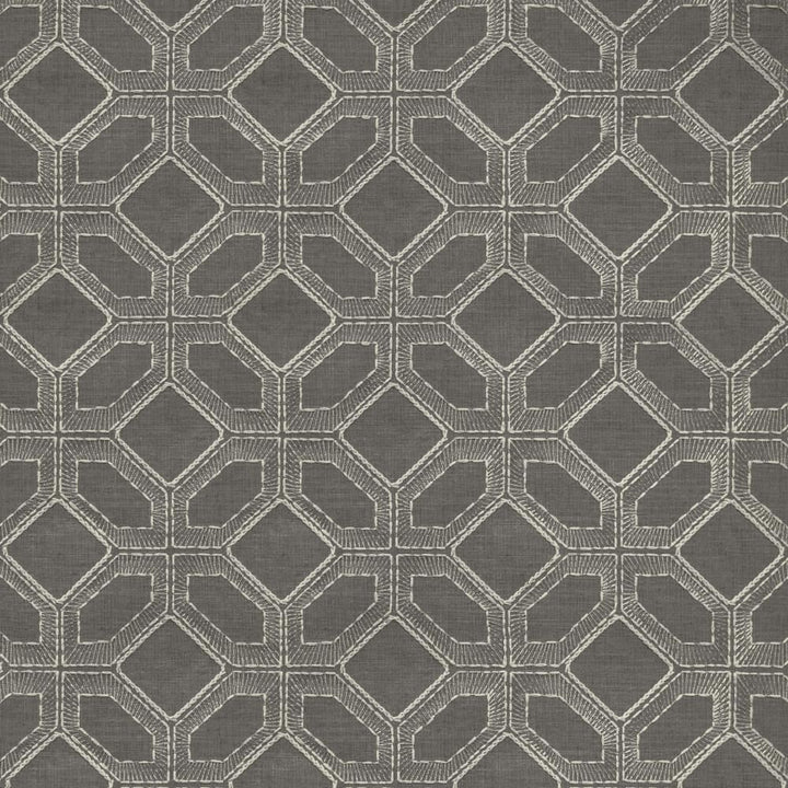 Latticework Pewter by Kasmir Fabric 1450 47% Cotton
39% Polyester
14% Rayon
 INDIA </p><p>Repeat: Horizontal: 6 4/8 inches and Vertical: 6 inches 53 - Fabric Carolina -