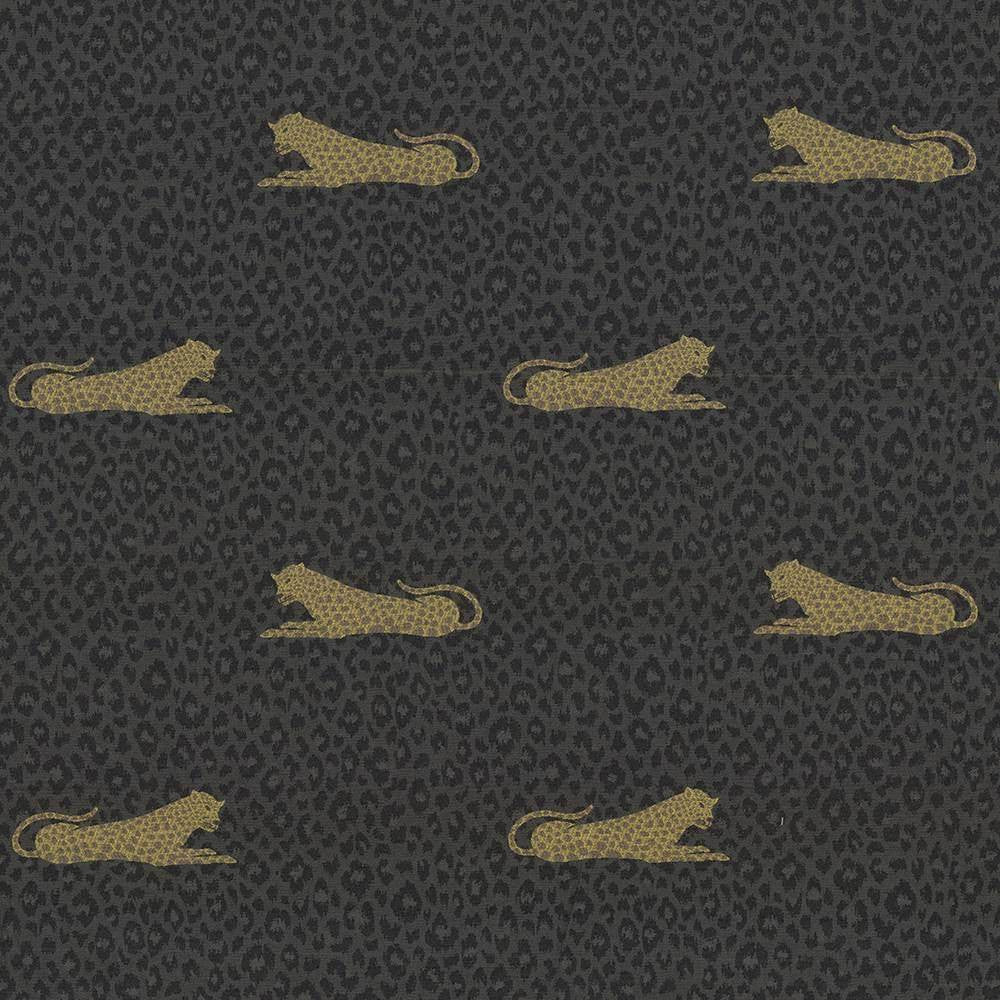 Lazy Leopard Noir by Kasmir Fabric 1424 USA 30,000 Wyzenbeek Double Rubs H: 13 4/8 inches, V:12 7/8 inches 56 - 57 - Fabric Carolina - Kasmir