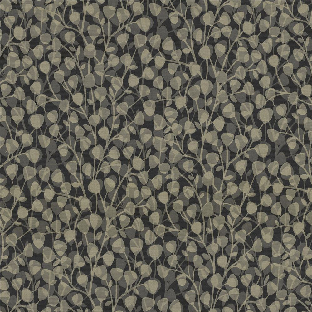 Leaf Overlay Carbon by Kasmir Fabric 5118 100% Polyester
 USA 39,000 Wyzenbeek Double Rubs Horizontal: 29 2/8 inches and Vertical: 32 2/8 inches 57 - Fabric Carolina -
