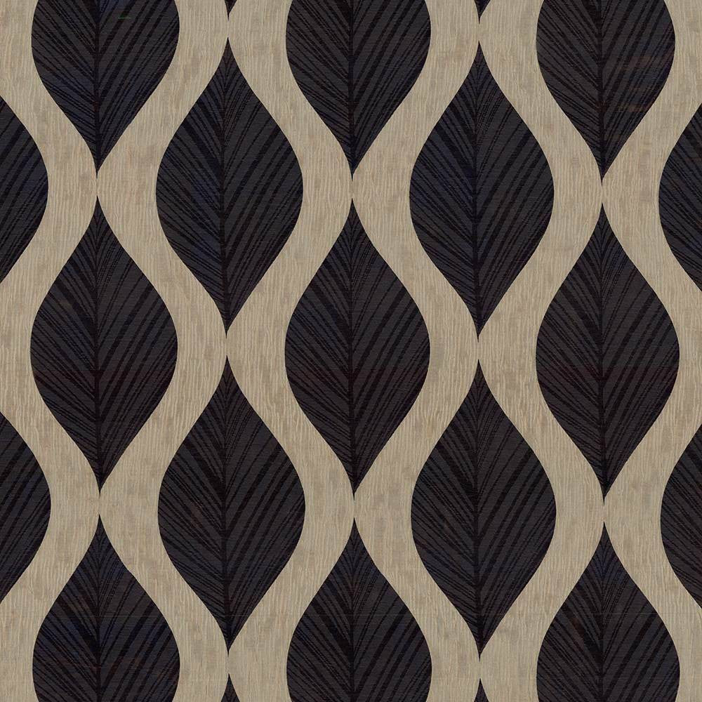 Leaf Study Ebony by Kasmir Fabric 1426 INDIA Not Tested H: 13 4/8 inches, V:17 inches 54 - Fabric Carolina - Kasmir