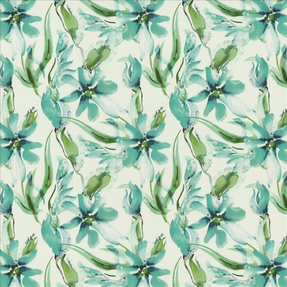 Leolani Turquoise by Kasmir Fabric 1453 100% Polyester
 CHINA 30,000 Wyzenbeek Double Rubs </p><p>Repeat: Horizontal: 17 4/8 inches and Vertical: 18 inches 53 - Fabric Carolina -