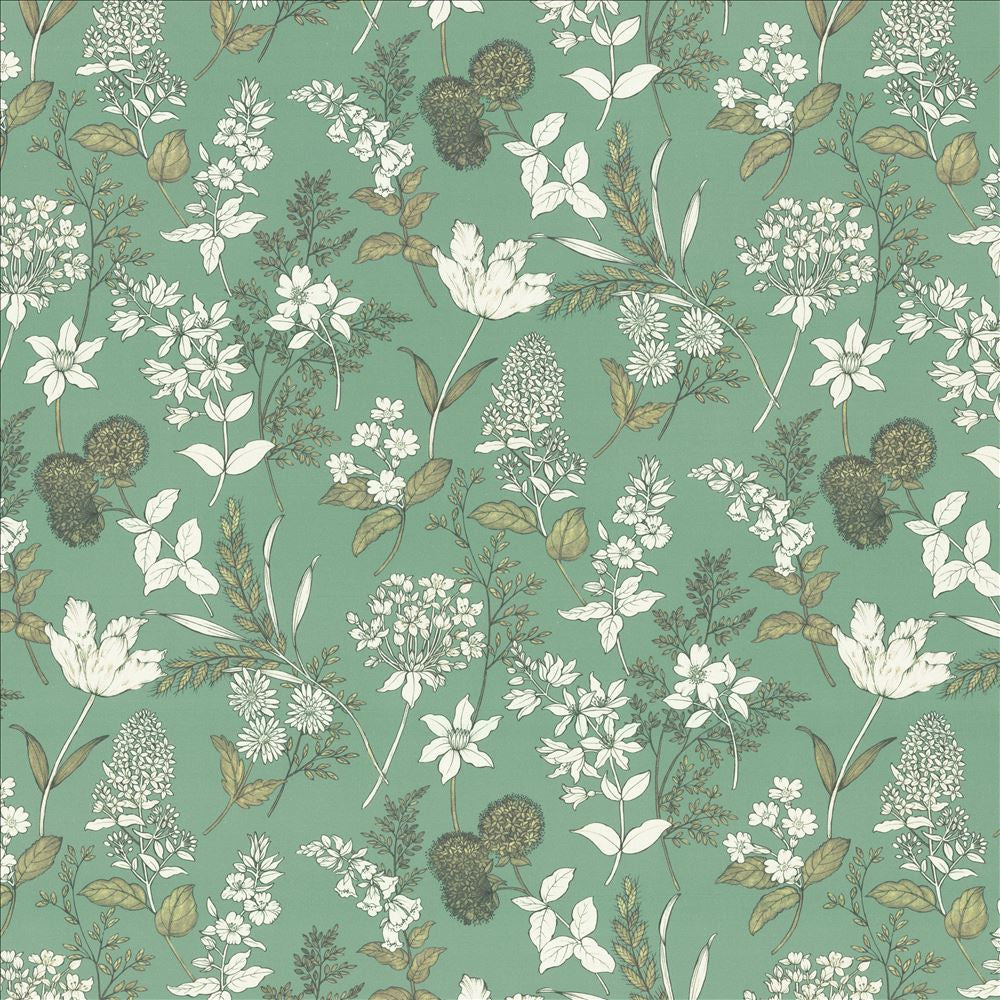 Lily Seafoam by Kasmir Fabric 5154 100% Cotton SPAIN 35,000 Wyzenbeek Double Rubs Horizontal: 27 inches and Vertical: 27 inches 54 - Fabric Carolina -