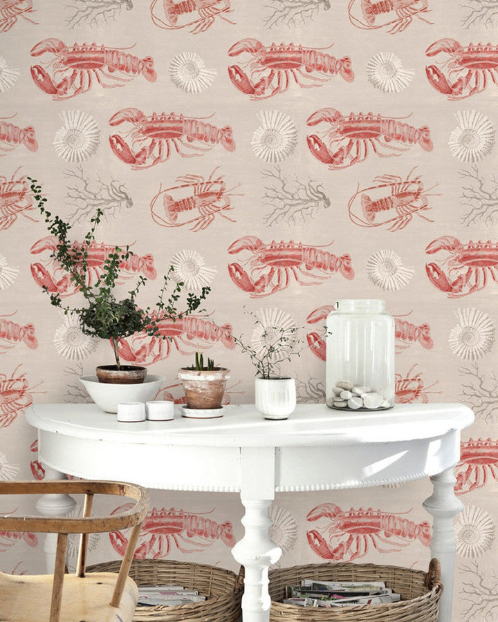 Lobster Taupe Premium Wallpaper by Mind the Gap Designer Wallpaper WALLPAPER DESIGNER COLLECTION Non-woven Made in Europe Paste the wall 3 rolls x 20.5 x 3.25 yards - Swanky Fabrics -