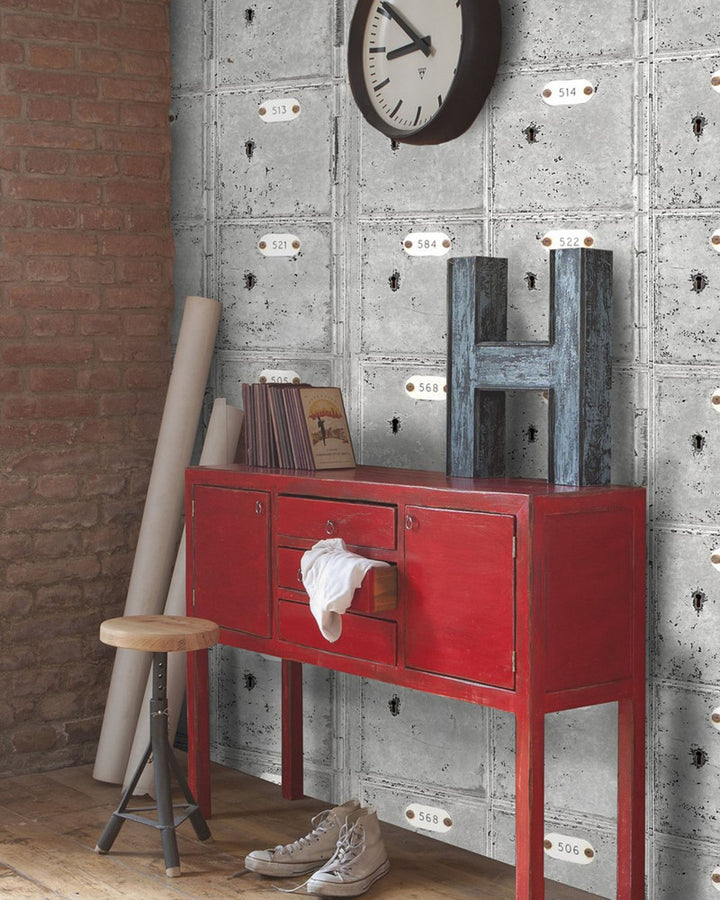 LOCKER ROOM White Premium Wallpaper (WP20107) by Mind The Gap | WP20107 | WALLPAPER DESIGNER COLLECTION | 3 rolls x 20.5 x 118.1 in | 0.52m / 20.5in | 3m / 118in | 4.65mp | 52cm / 20.5in | Brown, Grey, White | Non-woven | Paste the wall | 3-rolls in a box | Fabric Carolina | https://www.fabriccarolina.com/