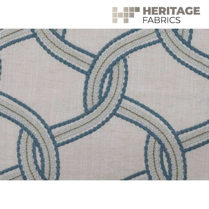 Lucerne Atlantic by Heritage Fabric - 67% Cotton 33% Polyester India 21,000 Horizontal: 5.25" and Vertical: 6.25" 54" - Fabric Carolina -