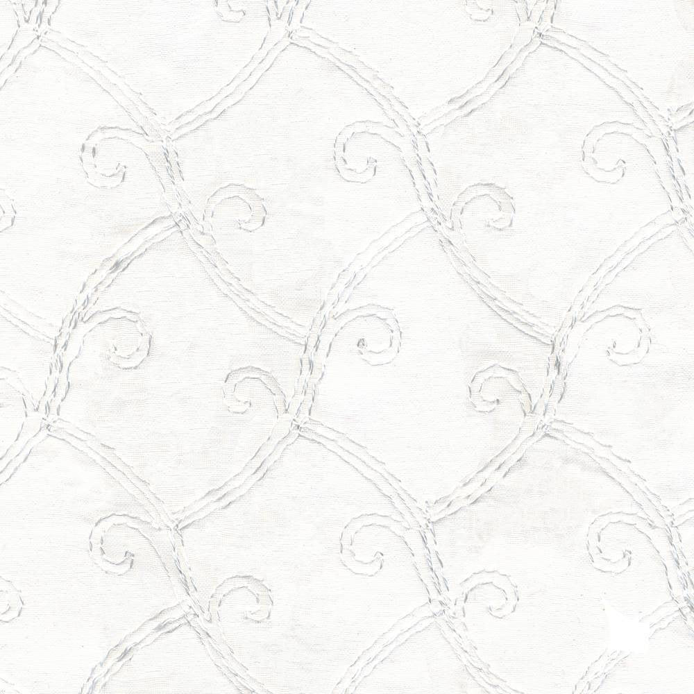 Lyndon Scroll Winter White by Kasmir Fabric 5012 TURKEY Not Tested H: 2 2/8 inches, V:3 inches 52 - 59 - Fabric Carolina - Kasmir