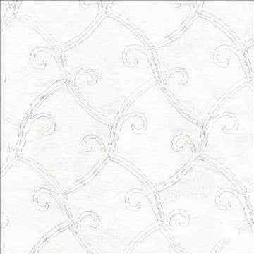 Lyndon Scroll Winter White by Kasmir Fabric 5012 100% Polyester TURKEY Not Tested H: 2 2/8 inches, V: 3 inches 52 - 59 - Fabric Carolina - Kasmir