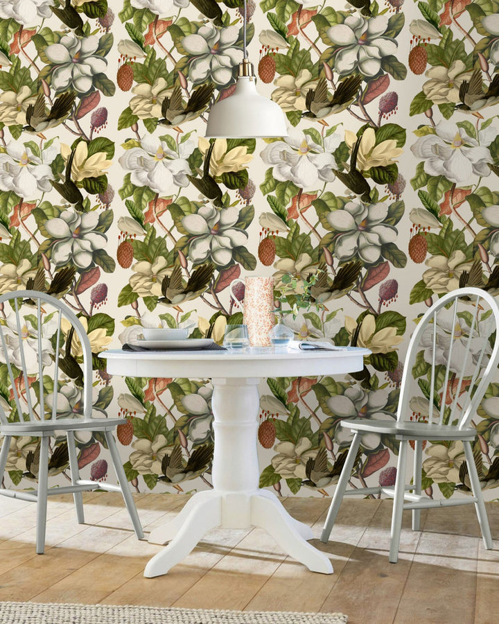 MAGNOLIA Taupe Wallpaper (WP20152) by Mind The Gap | WP20152 | PREMIUM DESIGNER WALLPAPER COLLECTION | 3 rolls x 20.5 x 118.1 in | 0.52m / 20.5in | 3m / 118in | 4.65mp | 70cm / 27.6in | Brown, Taupe, White, Yellow | Non-woven | Paste the wall | 3-rolls in a box | Fabric Carolina | https://www.fabriccarolina.com/