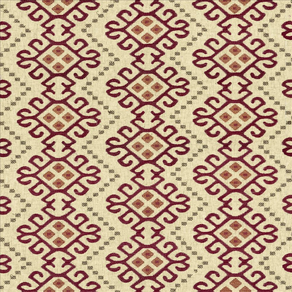Mahican Sangria by Kasmir Fabric 5121 85% Polyester 15% Linen CHINA 10,000 Wyzenbeek Double Rubs Horizontal: 17 2/8 inches and Vertical: 6 inches 54 - Fabric Carolina -