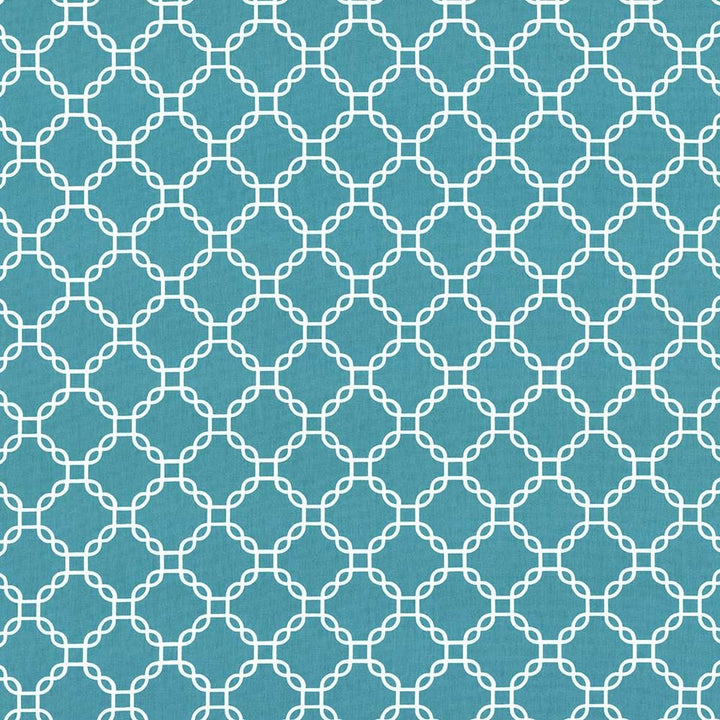 Mahina Trellis Turquoise by Kasmir Fabric 5107 100% Cotton USA 51,000 Wyzenbeek Double Rubs Horizontal: 4 4/8 inches and Vertical: 4 4/8 inches 53 - 54 - Fabric Carolina -