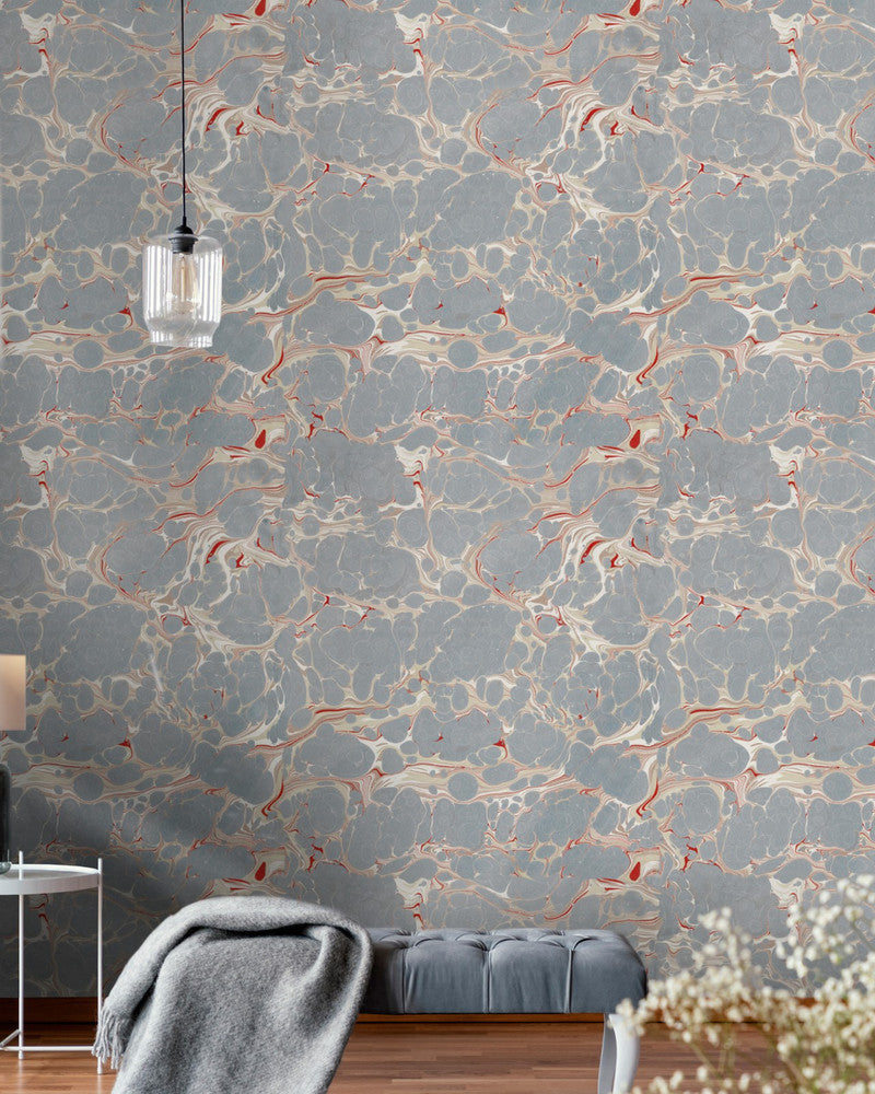 MARBLED Wallpaper (WP20340) by Mind The Gap | WP20340 | THE WALLPAPER COLLECTABLES | 3 rolls x 20.5 x 118.1 in | 0.52m / 20.5in | 3m / 118in | 4.65mp | 60cm / 23.6in | Grey, Red, Taupe | Textured Matte | Paste the wall | 3-rolls in a box | Fabric Carolina | https://www.fabriccarolina.com/