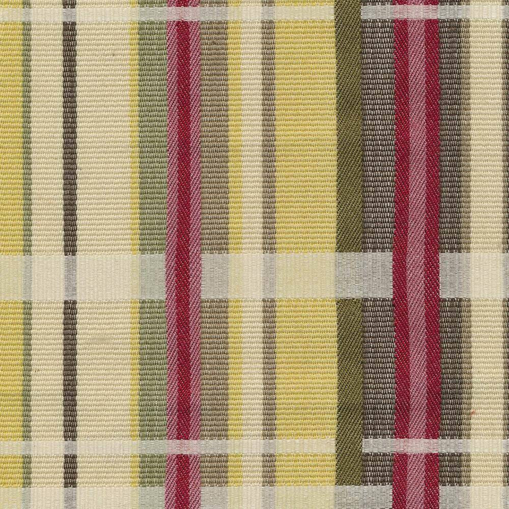 Marconi Plaid Berry Limeade by Kasmir Fabric 1397 USA 36,000 Wyzenbeek Double Rubs H: 6 6/8 inches, V:6 7/8 inches 54 - 55 - Fabric Carolina - Kasmir