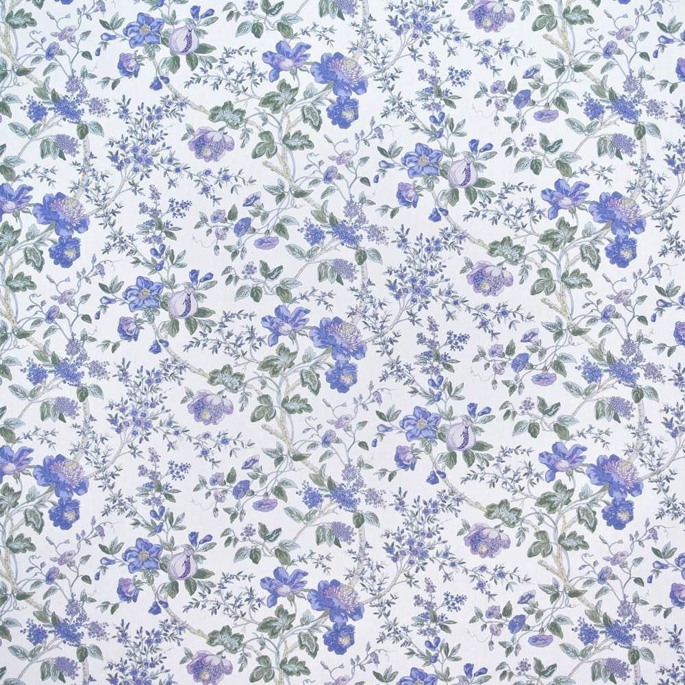 Marlwood Floral Wedgewinkle by Kasmir Fabric 1402 100% Cotton CHINA 9,000 Wyzenbeek Double Rubs Horizontal: 18 inches and Vertical: 18 inches 54 - Fabric Carolina -