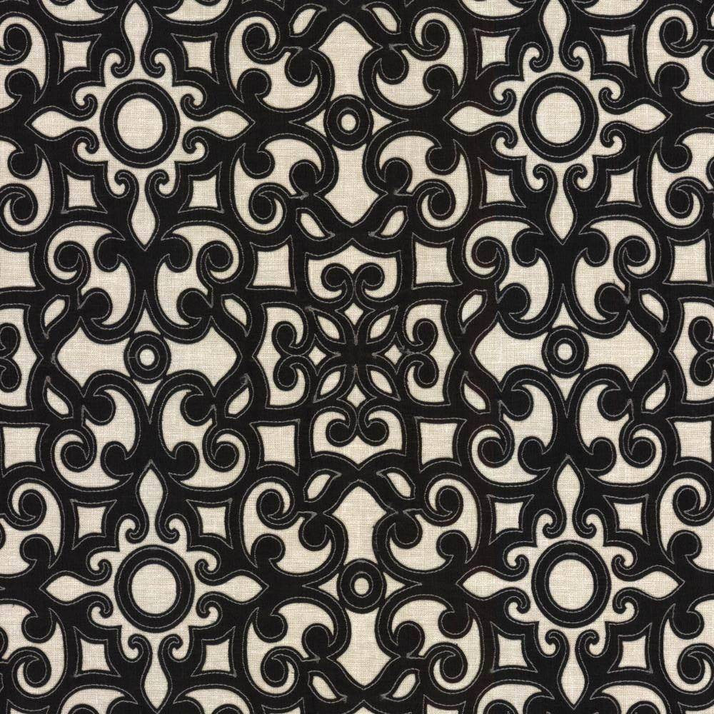 Marvelous Scroll Black by Kasmir Fabric 5112 INDIA Not Tested H: 10 inches, V:9 inches 54 - 56 - Fabric Carolina - Kasmir