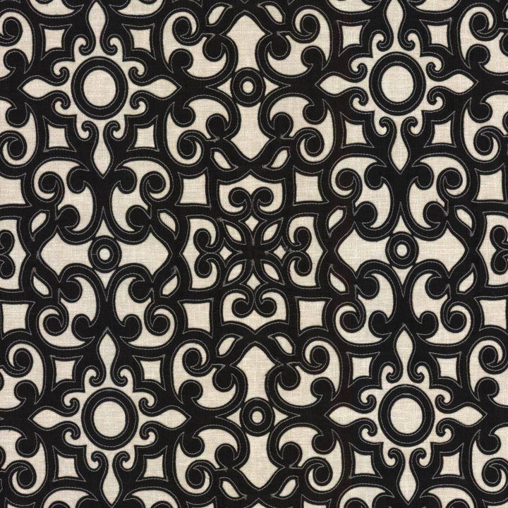 Marvelous Scroll Black by Kasmir Fabric 5112 INDIA Not Tested H: 10 inches, V:9 inches 54 - 56 - Fabric Carolina - Kasmir