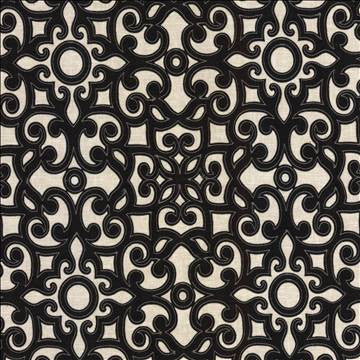 Marvelous Scroll Black by Kasmir Fabric 5112 70% Polyester 30% Cotton INDIA Not Tested H: 10 inches, V: 9 inches 54 - 56 - Fabric Carolina - Kasmir
