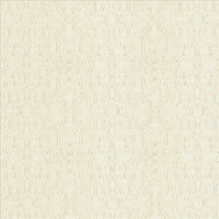 Marvelous Scroll Ivory by Kasmir Fabric 5111 70% Polyester 30% Cotton INDIA Not Tested Horizontal: 10 inches and Vertical: 9 inches 51 - 56 - Fabric Carolina -