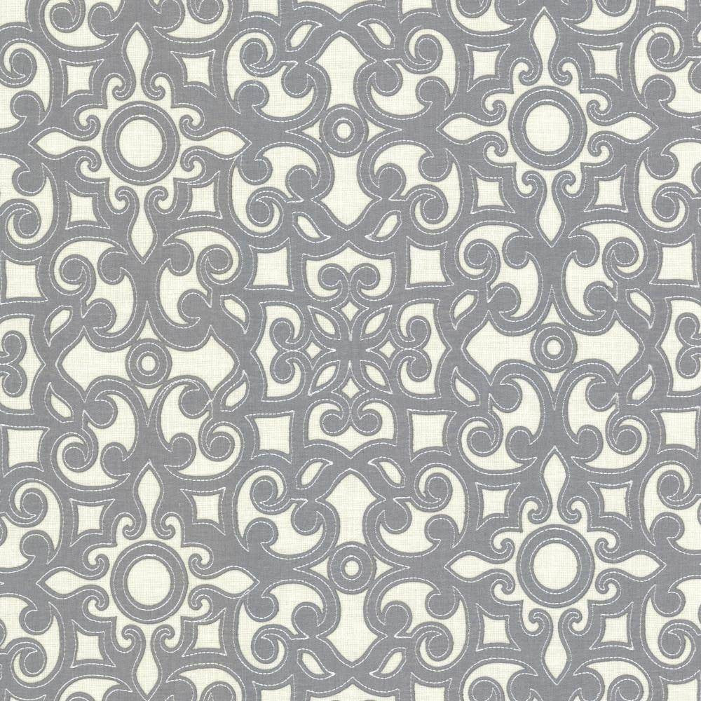 Marvelous Scroll Pewter by Kasmir Fabric 5113 INDIA Not Tested H: 10 inches, V:9 inches 54 - 56 - Fabric Carolina - Kasmir