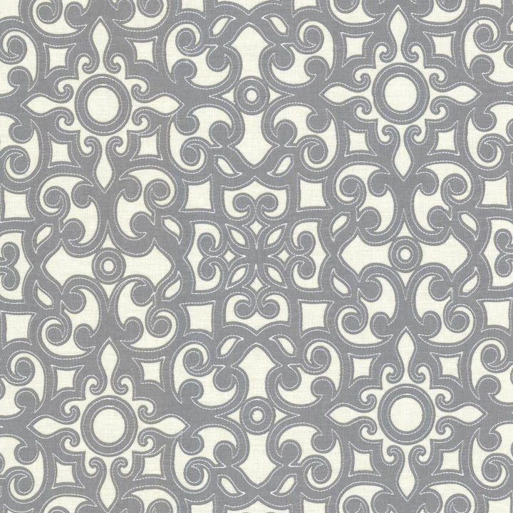 Marvelous Scroll Pewter by Kasmir Fabric 5113 INDIA Not Tested H: 10 inches, V:9 inches 54 - 56 - Fabric Carolina - Kasmir