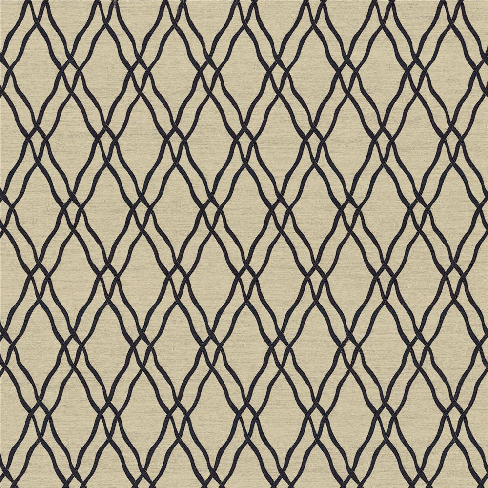 Meander Trellis Black by Kasmir Fabric 5067 100% Polyester
 CHINA 15,000 Wyzenbeek Double Rubs Horizontal: 3 4/8 inches and Vertical: 7 6/8 inches 56 - Fabric Carolina -