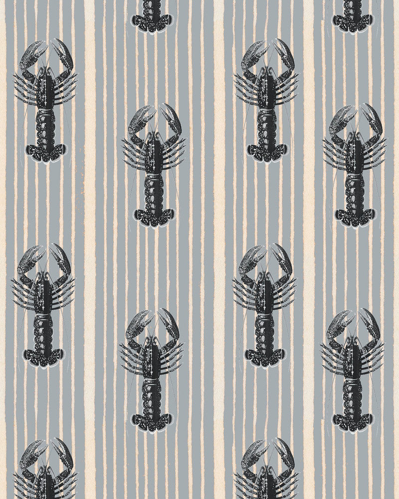 MEDITERRANEAN LOBSTERS Light Grey Wallpaper (WP30063) by Mind The Gap | WP30063 | SUNDANCE VILLA | 1 roll x 20.5 x 393.7 in | 0.52m / 20.5in | 10m / 393.7in | 5.20mp | 52cm / 20.5in | Grey, White | Satin Matte | Paste the wall | 1-roll in a box | Fabric Carolina | https://www.fabriccarolina.com/