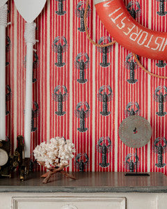 MEDITERRANEAN LOBSTERS Red Wallpaper (WP30064) by Mind The Gap