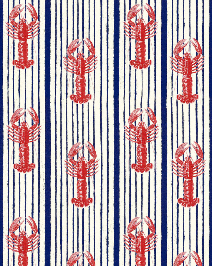 Mediterranean Lobsters White Wallpaper by Mind the Gap Designer Wallpaper SUNDANCE VILLA Satin Matte Made in Europe Paste the wall 1 roll x 20.5 x 10.9 yards - Swanky Fabrics -
