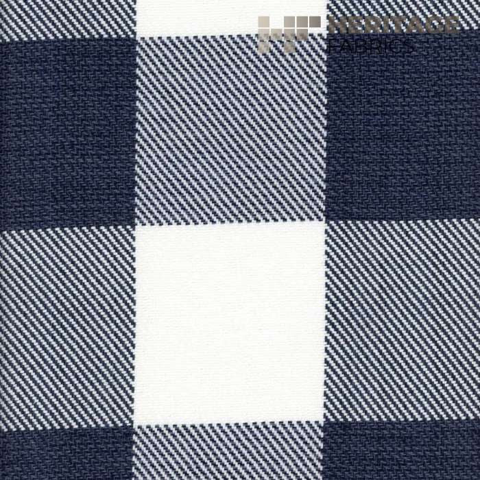 Metro Check Indigo by Heritage Fabric - 100% Cotton India 30,000 Horizontal: 6.75" and Vertical: 6.75" 54" - Fabric Carolina -