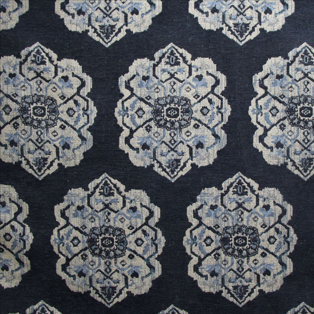 Mikasa Prussian  by Kasmir Fabric 1477 100% Polyester  CHINA  </p><p>Repeat: Horizontal: 14 4/8 inches and Vertical: 28 4/8 inches 58  - Fabric Carolina -