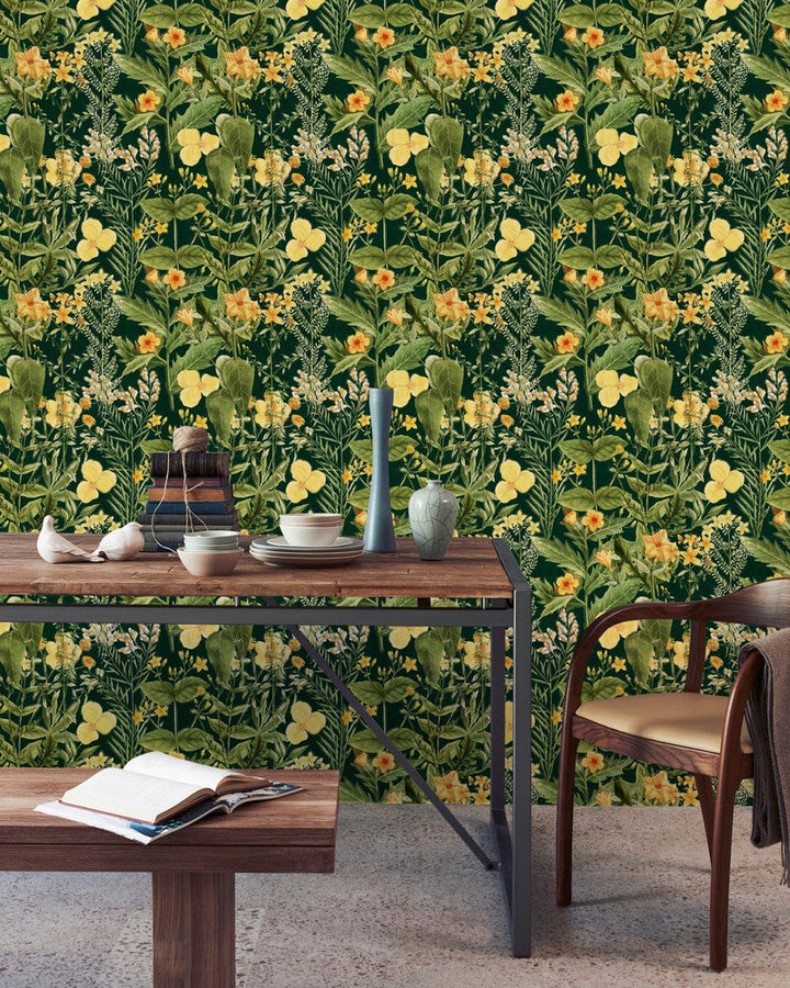Mimulus Anthracite Wallpaper by Mind the Gap Designer Wallpaper THE WALLPAPER COLLECTABLES Textured Matte Made in Europe Paste the wall 3 rolls x 20.5 x 3.25 yards - Swanky Fabrics -