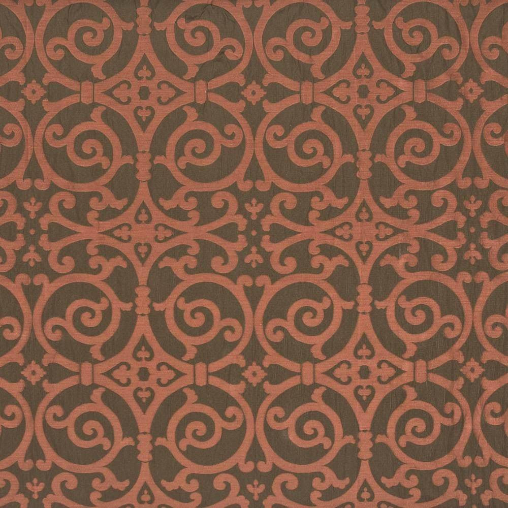 Modern Scroll Tangerine by Kasmir Fabric 1386 CHINA 15,000 Wyzenbeek Double Rubs H: 14 4/8 inches, V:18 4/8 inches 54 - Fabric Carolina - Kasmir