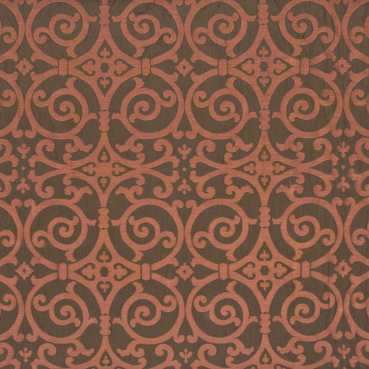 Modern Scroll Tangerine by Kasmir Fabric 1386 CHINA 15,000 Wyzenbeek Double Rubs H: 14 4/8 inches, V:18 4/8 inches 54 - Fabric Carolina - Kasmir