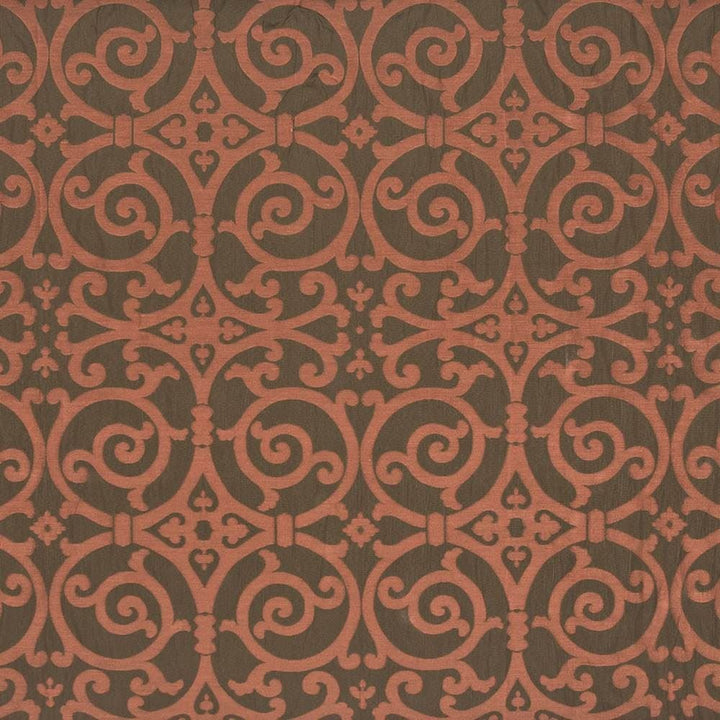 Modern Scroll Tangerine by Kasmir Fabric 1386 68% Polyester
32% Rayon
 CHINA </p><p>Repeat: Horizontal: 14 4/8 inches and Vertical: 18 4/8 inches 54 - Fabric Carolina -