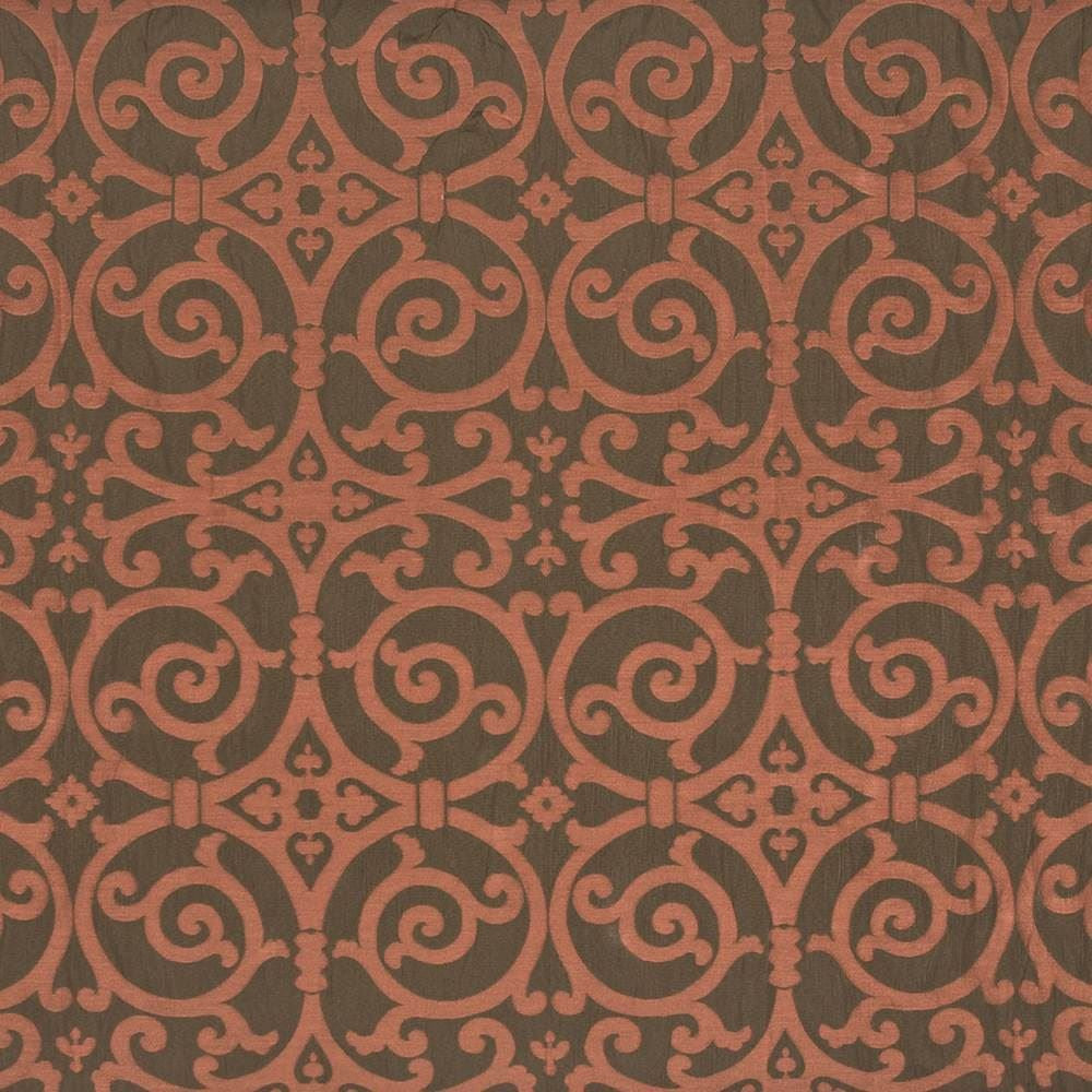 Modern Scroll Tangerine  by Kasmir Fabric See sample 68% Polyester
32% Rayon
 CHINA 15,000 Wyzenbeek Double Rubs </p><p>Repeat: Horizontal: 14 4/8 inches and Vertical: 18 4/8 inches 54  - Fabric Carolina -