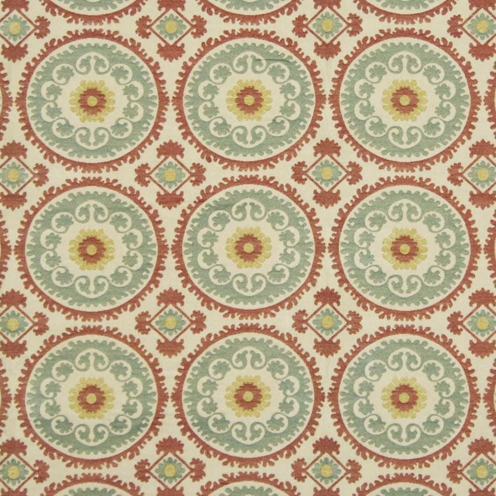 Moroccan Fantasy Tangerine  by Kasmir Fabric See sample 72% Rayon
28% Polyester
 CHINA 15,000 Wyzenbeek Double Rubs </p><p>Repeat: Horizontal: 7 4/8 inches and Vertical: 7 inches 54  - Fabric Carolina -