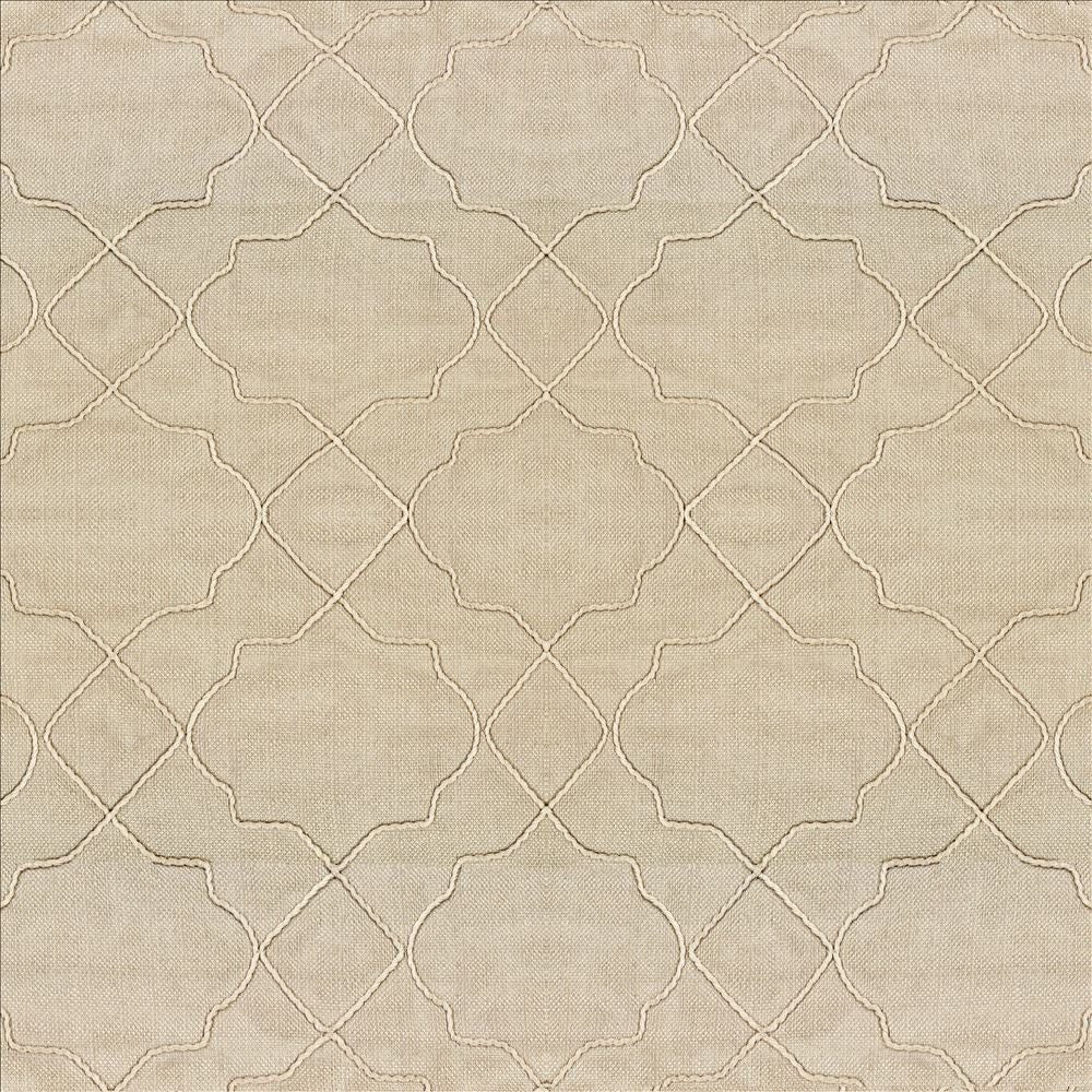 Moroccan Trellis Natural by Kasmir Fabric 5111 100% Polyester
 CHINA Not Tested </p><p>Repeat: Horizontal: 7 4/8 inches and Vertical: 8 inches 57 - Fabric Carolina -