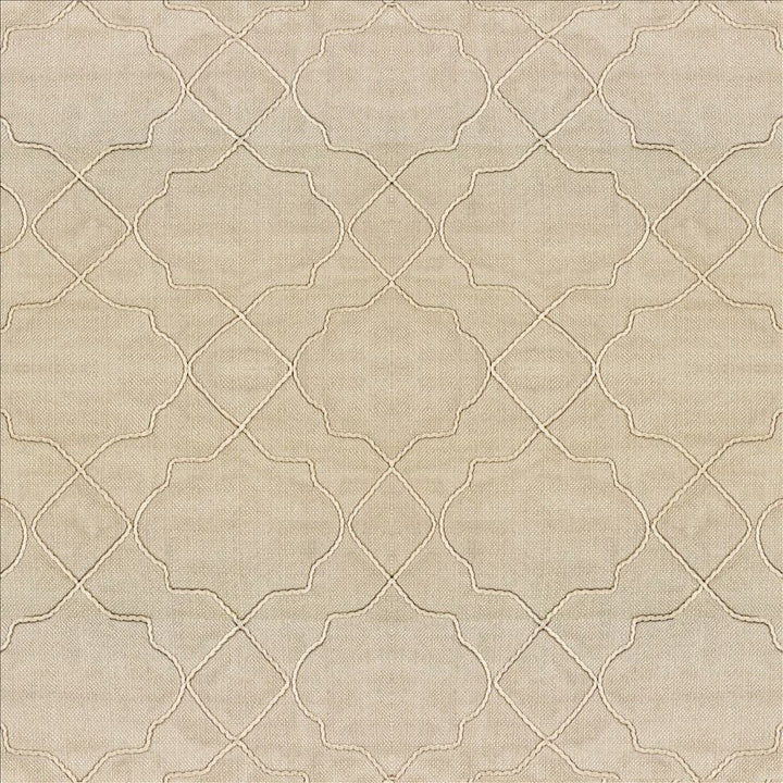 Moroccan Trellis Natural by Kasmir Fabric 5111 100% Polyester CHINA Not Tested Horizontal: 7 4/8 inches and Vertical: 8 inches 57 - 59 - Fabric Carolina -