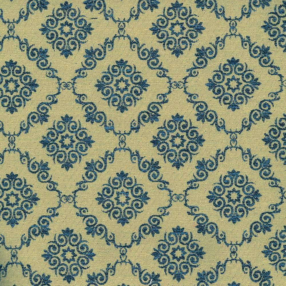 Mosler Trellis Prussian by Kasmir Fabric 8001 CHINA 30,000 Wyzenbeek Double Rubs H: 4 inches, V:4 inches 54 - 56 - Fabric Carolina - Kasmir