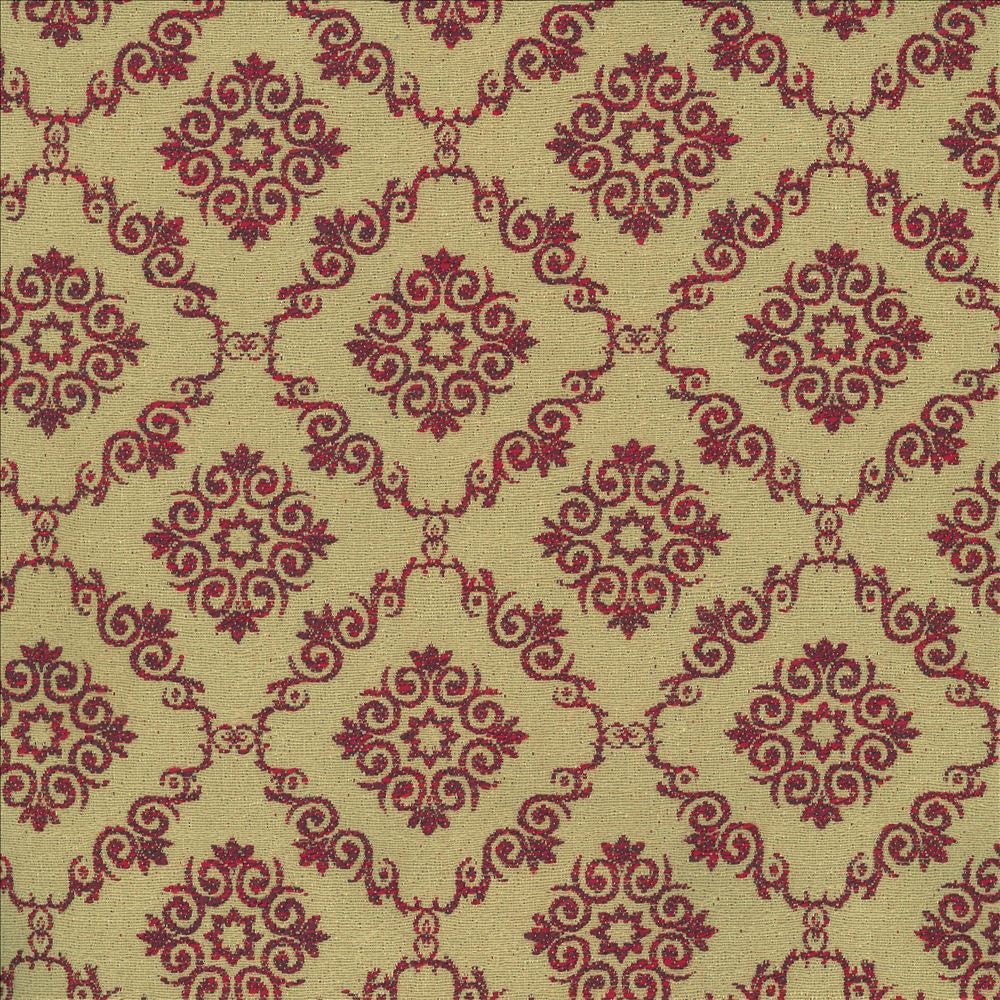 Mosler Trellis Ruby by Kasmir Fabric 8001 75% Polyester
25% Rayon
 CHINA 30,000 Wyzenbeek Double Rubs </p><p>Repeat: Horizontal: 4 inches and Vertical: 4 inches 54 - Fabric Carolina -