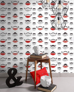 MOUSTACHE AND LIPS Premium Wallpaper (WP20084) by Mind The Gap