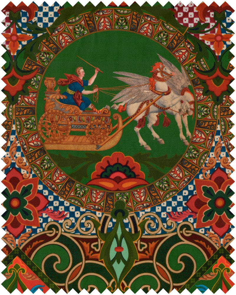 MYTHOLOGY Velvet (FB00123) by Mind The Gap | FB00123 | LA DOLCE VITA | Blue, Green, Orange, Red, White, Yellow, Gold | Fabric Carolina | https://www.fabriccarolina.com/